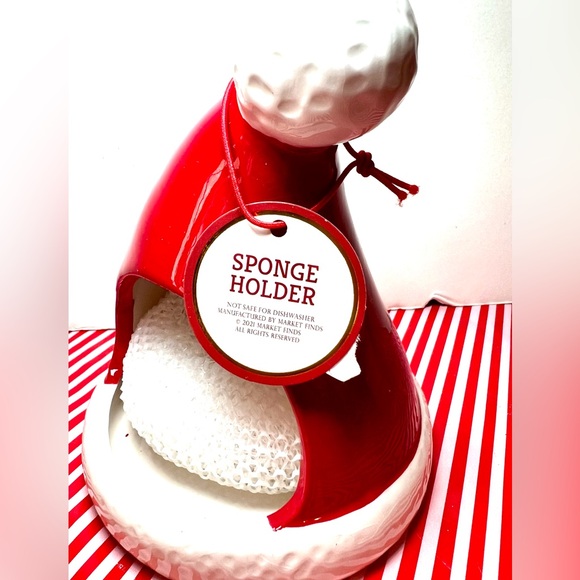 Christmas Ceramic Santa Hat Kitchen Sponge Holder Dish Sink Wash - Picture 5 of 6
